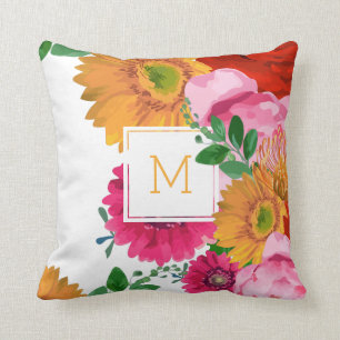 Coussin Illustration des aquarelles Collage des fleurs de