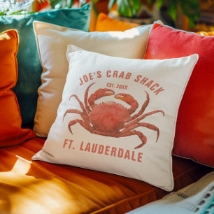 Coussin Illustration des aquarelles de crabe Texte personn