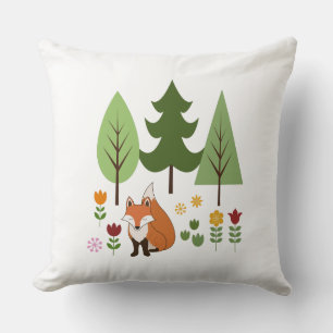 Coussin Illustration des fleurs de renards de style scandi