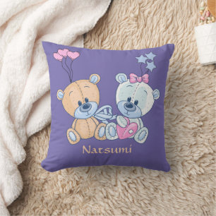 Coussin Illustration des nounours et des ballons