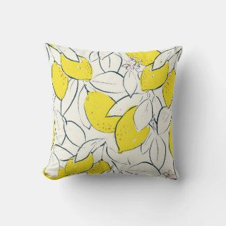 Coussin Illustration dessinée à la main d'agrumes de citro