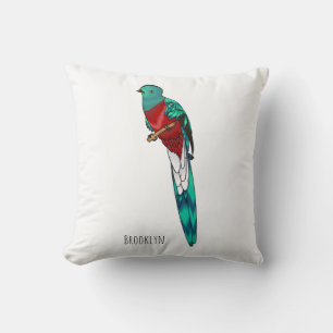 Coussin Illustration d'oiseau de quetzal resplendissant