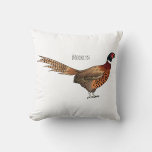 Coussin Illustration d'oiseau faisan à cou circulaire