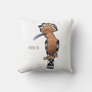 Coussin Illustration d'oiseau huppé d'Eurasie