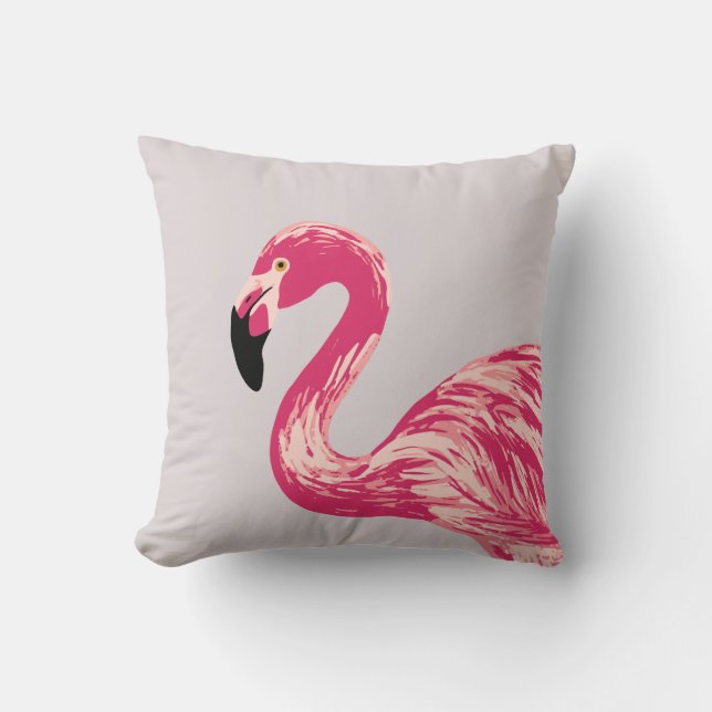 Coussin Illustration d'Oiseau rose Flamant rose Jeu d'orei (Recto)