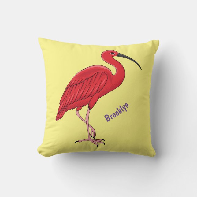 Coussin Illustration d'oiseau Scarlet ibis (Recto)