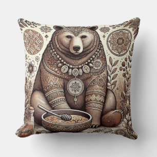 Coussin Illustration d'ours décoratif