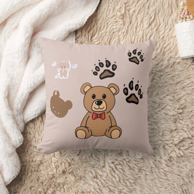 Coussin Illustration d'ours en peluche Kawaii (Couverture)