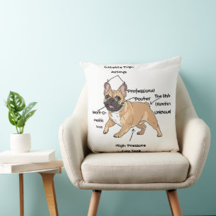 Coussin Illustration drôle de l'anatomie d'un Bouledogue F