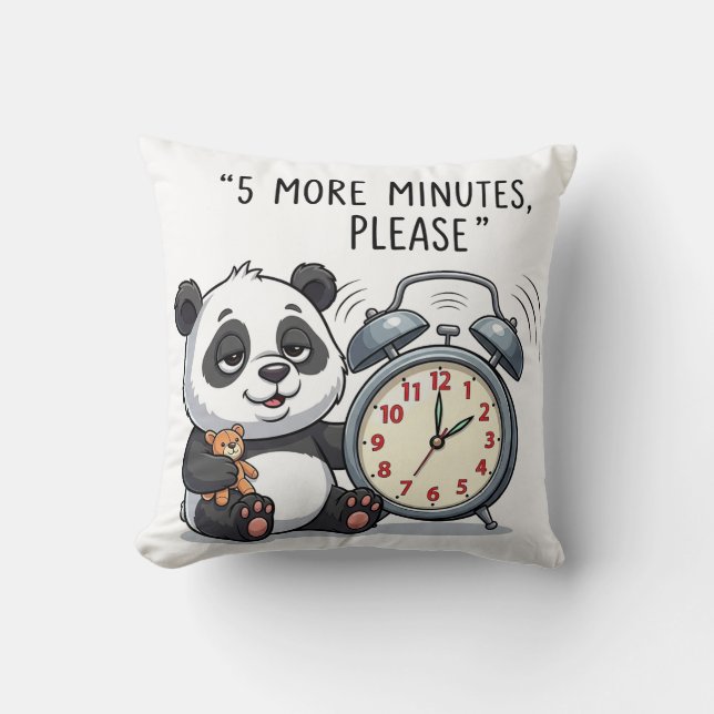 Coussin Illustration drôle de panda endormi avec réveil  (Recto)