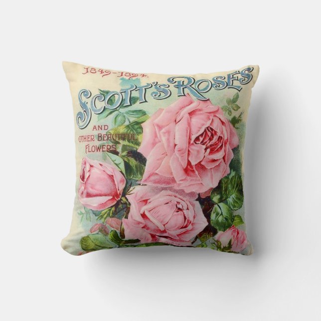 Coussin Illustration du capot de catalogue de fleurs Vinta (Recto)