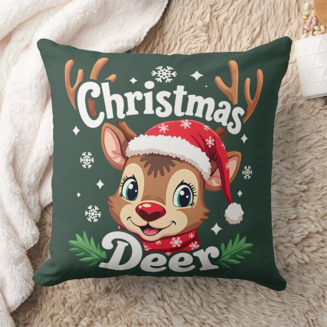 Coussin Illustration du cerf de Noël mignon (Couverture)