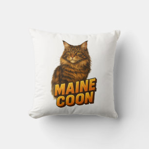 Coussin Illustration du chat de coton du Maine