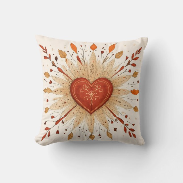 Coussin Illustration du coeur du Boho (Recto)