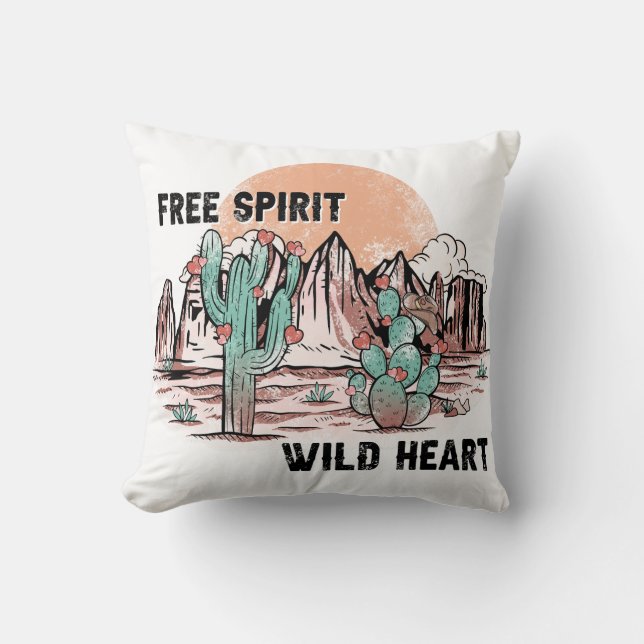 Coussin Illustration du coeur sauvage de l'esprit libre (Recto)