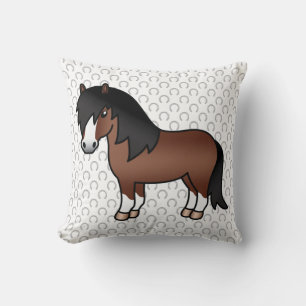 Coussin Illustration du dessin animé Brown Shetland Pony C