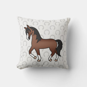 Coussin Illustration du dessin Brown Trotting Horse