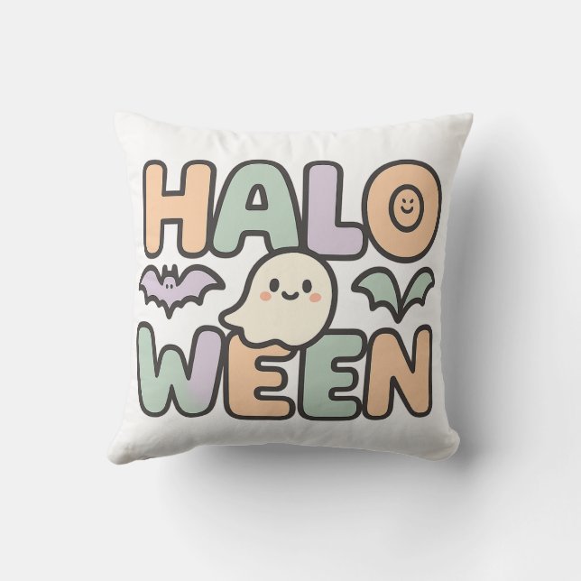 Coussin Illustration du fantôme d'Halloween et des chauves (Verso)