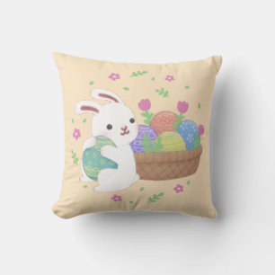 Coussin Illustration du lapin de Pâques mignon