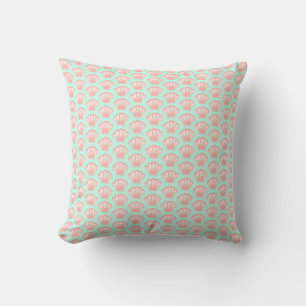Coussin Illustration du Motif de coquillages rose mou