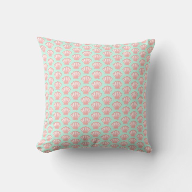Coussin Illustration du Motif de coquillages rose mou (Recto)