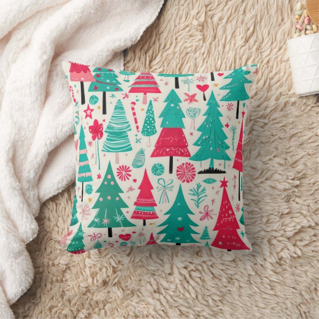 Coussin Illustration du Motif de l'arbre de Noël tiré à la (Couverture)