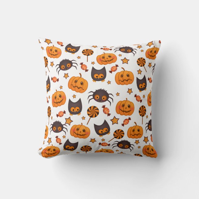 Coussin Illustration du Motif d'Halloween mignon (Recto)