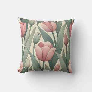 Coussin Illustration du Motif du jardin Pastel Tulip