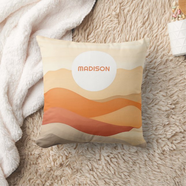 Coussin Illustration du paysage Abstrait du nom personnali (Couverture)
