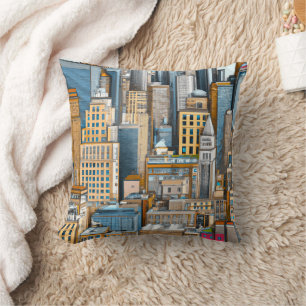 Coussin Illustration du paysage urbain de New York