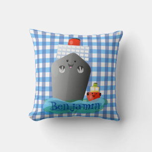 Coussin Illustration du remorqueur de ligne océanique Cute