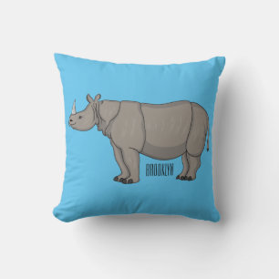 Coussin Illustration du rhinocéros de Javan