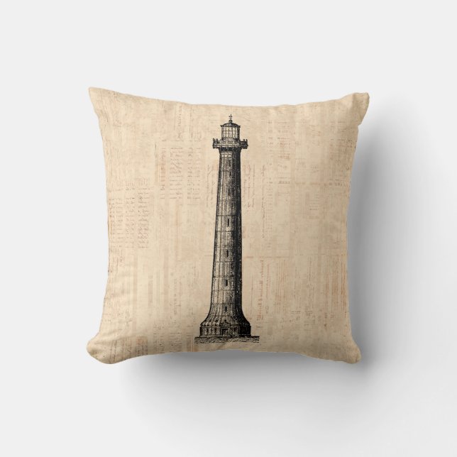 Coussin Illustration du thème nautique du phare (Recto)
