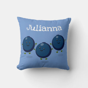 Coussin Illustration du trio mignon bleuet