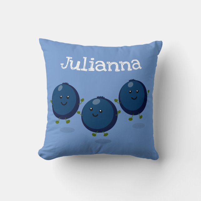 Coussin Illustration du trio mignon bleuet (Recto)