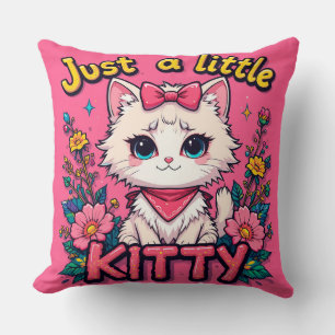 Coussin Illustration d'un adorable chaton blanc