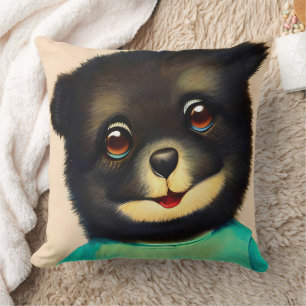Coussin Illustration d'un adorable chiot noir