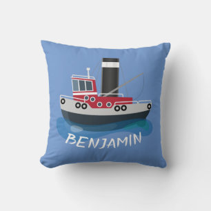Coussin Illustration d'un bateau à chalutier mignon