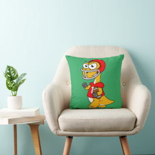 Coussin Illustration D'Un Brontosaurus Jouant Au Football.