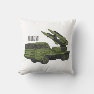 Coussin Illustration d'un camion de missiles militaires