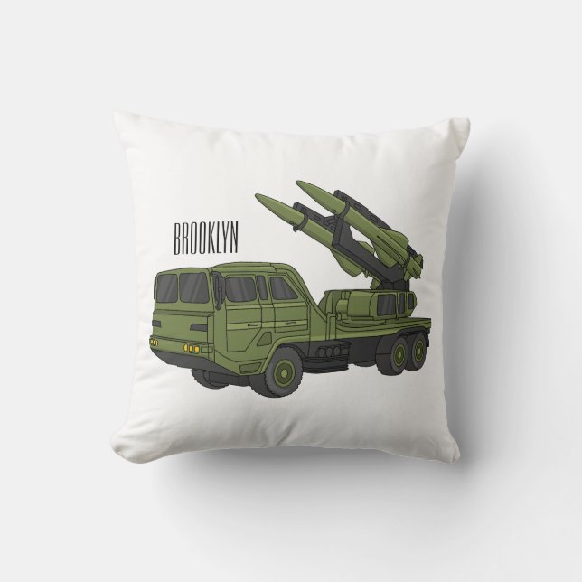 Coussin Illustration d'un camion de missiles militaires (Recto)