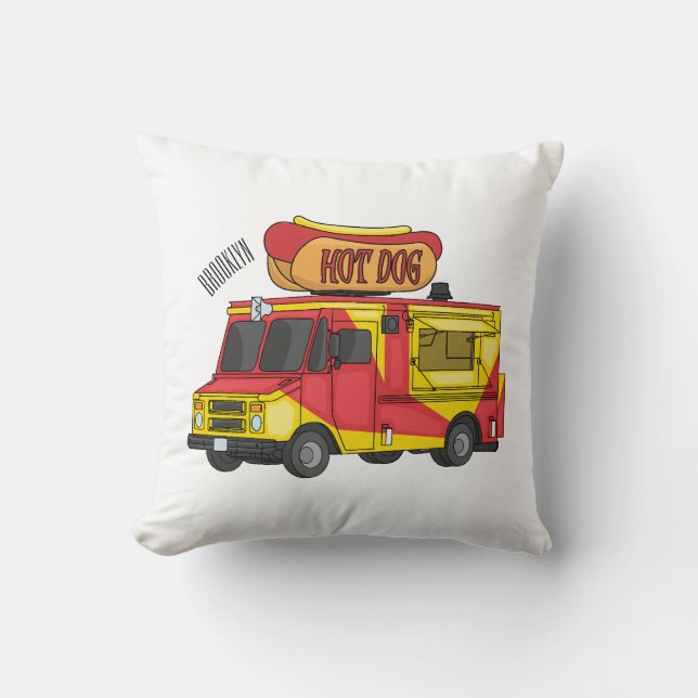 Coussin Illustration d'un camion de nourriture pour chien  (Recto)