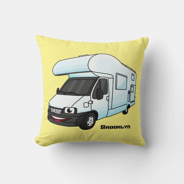 Coussin Illustration d'un campervan heureux (Recto)
