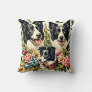 Coussin Illustration d'un champ de bordure vintage