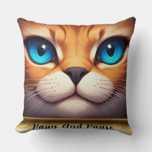 Coussin Illustration d'un chat mignon aux yeux bleus brill