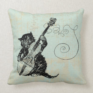 Coussin Illustration d'un chaton jouant au violon en musiq