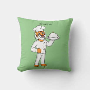 Coussin Illustration d'un chef tigre drôle et mignon