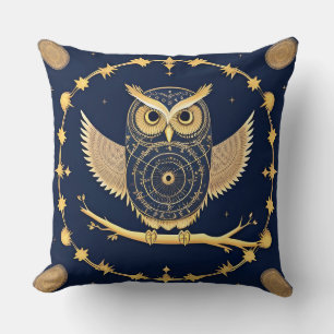 Coussin Illustration d'un chouette de nuit élégant