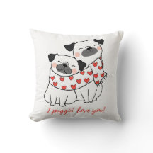 Illustration d'un couple de Pug mignon avec des cœ