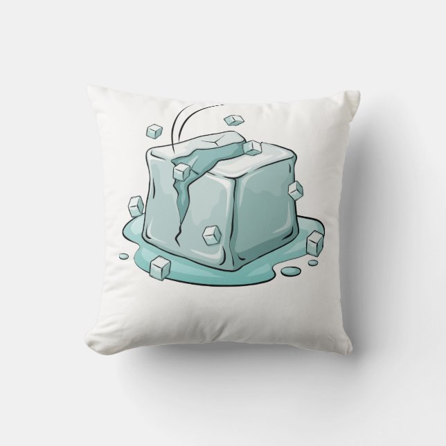 Coussin Illustration d'un cube de glace fissuré (Recto)